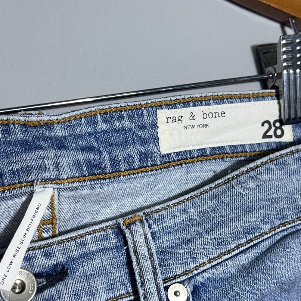 rag & bone Dre Low-Rise Slim Boyfriend Jeans Womens Size 28 Raw Step Hem Blue - Picture 2 of 8